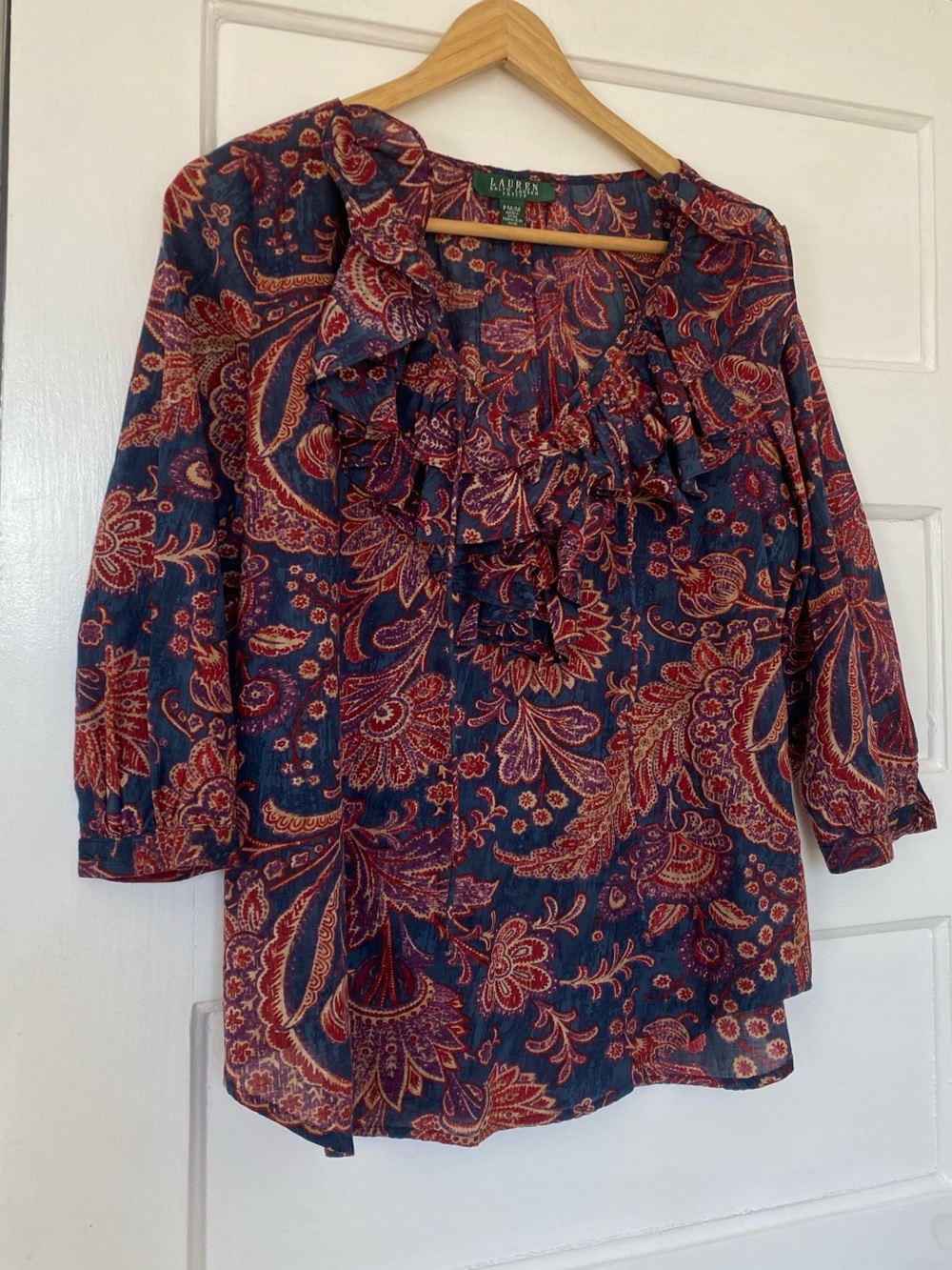 Lauren Ralph Lauren paisley cotton ruffle blouse